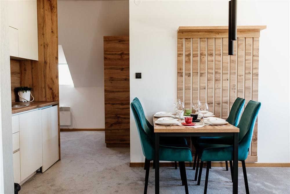 Dining area with stylish chairs